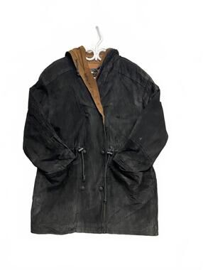 Vintage Y2K Cover Story Women's Hooded Suede/Leather Coat Size Large